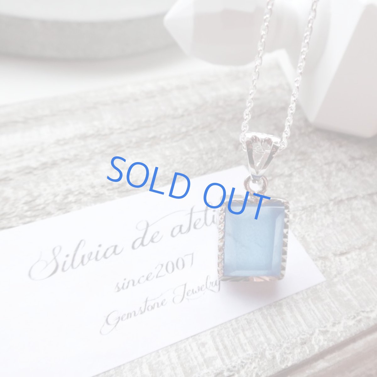 画像2: 1点もの　天然ブルーカルセドニー　ブルー　　ネックレスsilver925　 (2)