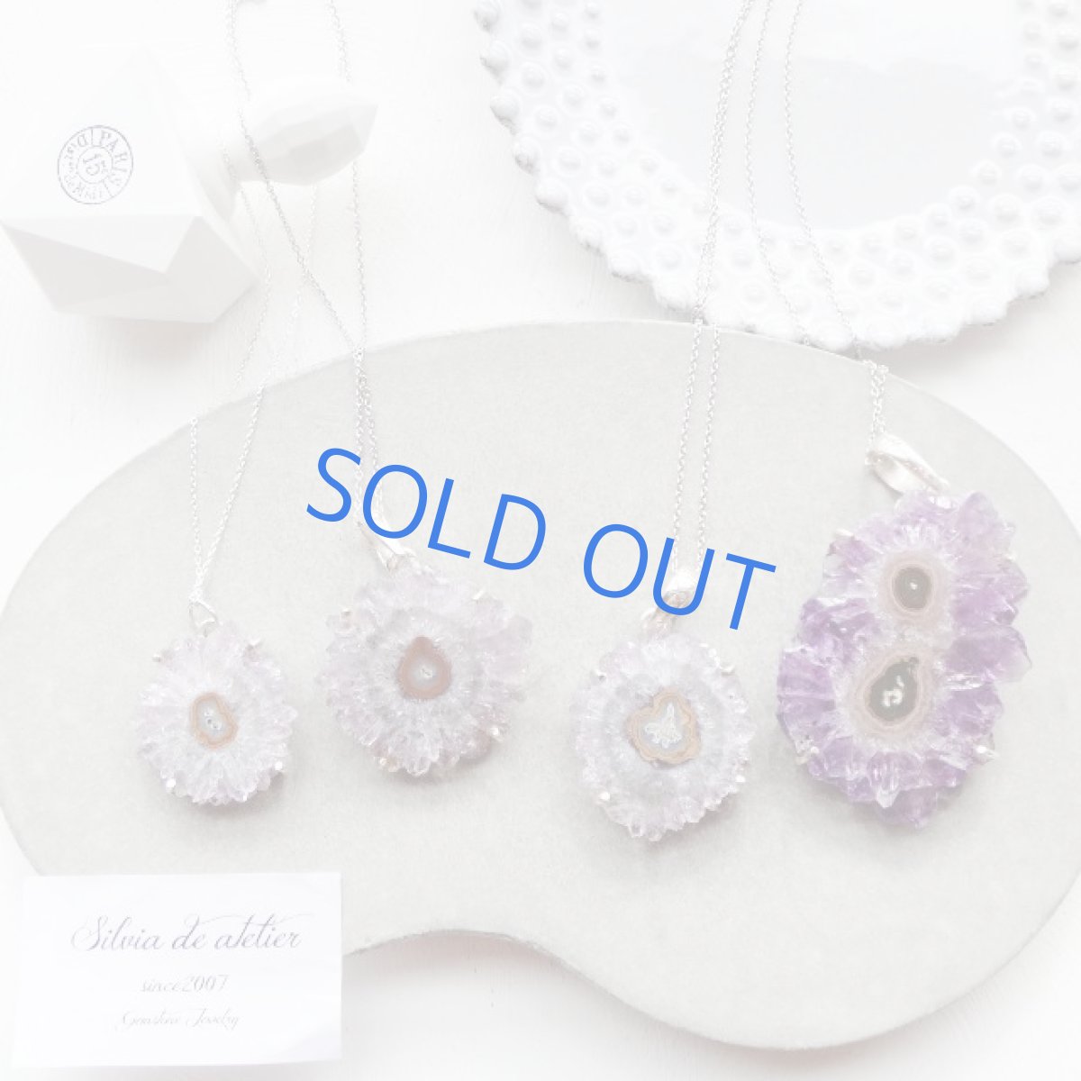 画像5: ＜1点もの・A＞アメジスト原石　ダブルフラワー　スライスジオード　ネックレスsilver925　75cm (5)