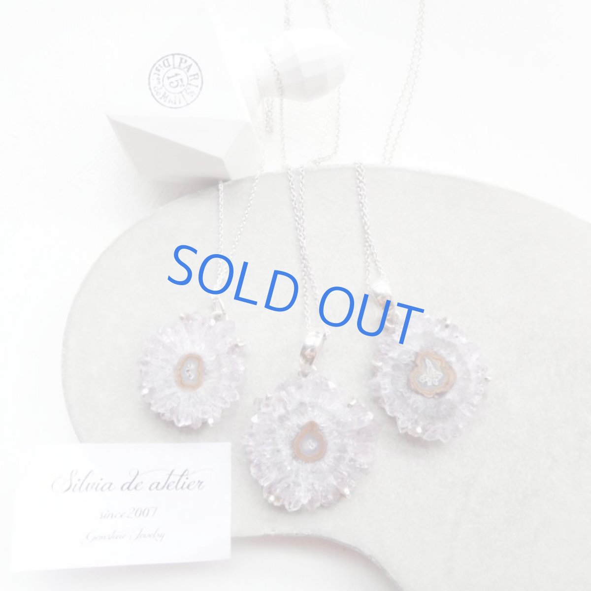 画像7: <1点もの・B>アメジスト 原石 フラワー スライスジオード ネックレスsilver925 75cm (7)