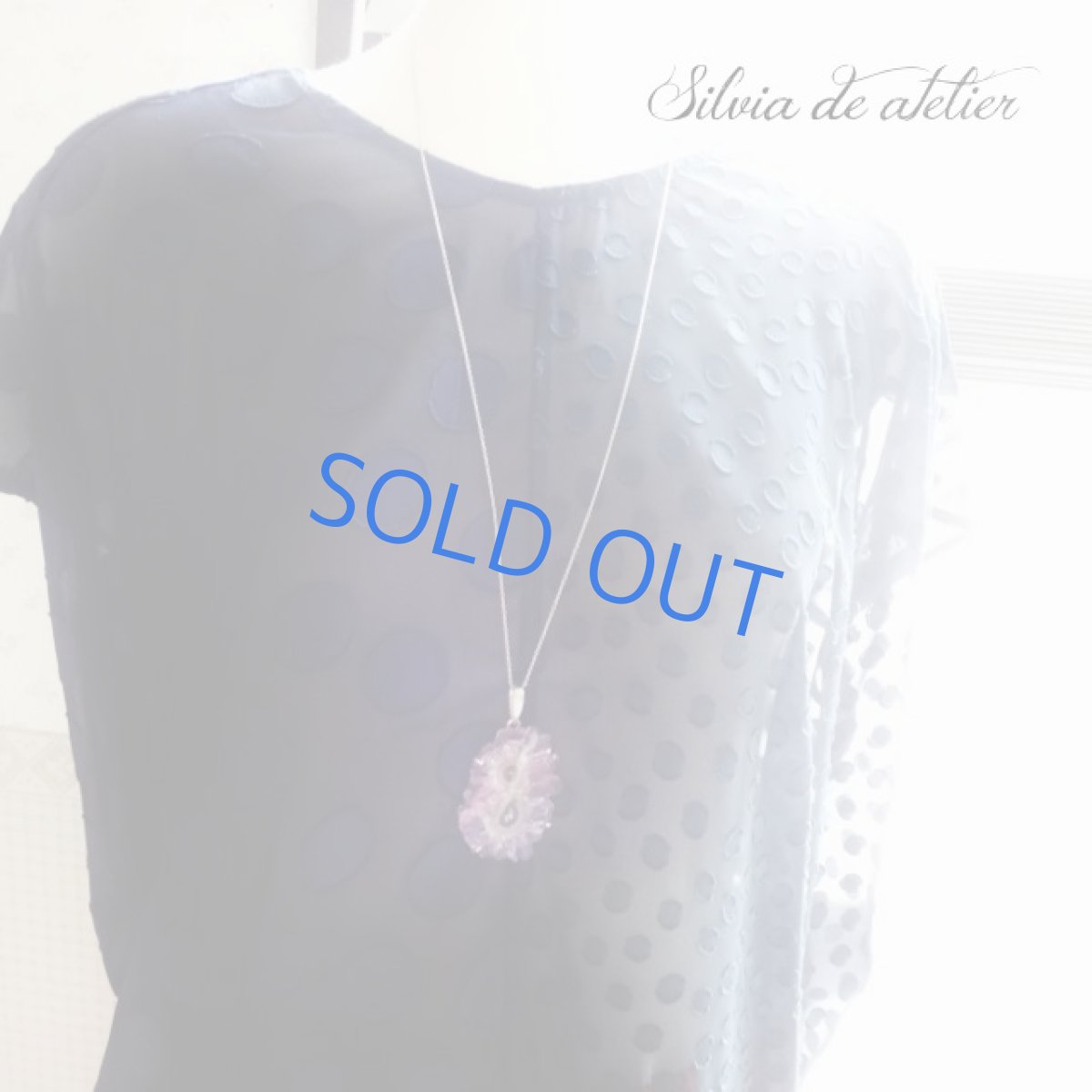 画像8: ＜1点もの・A＞アメジスト原石　ダブルフラワー　スライスジオード　ネックレスsilver925　75cm (8)