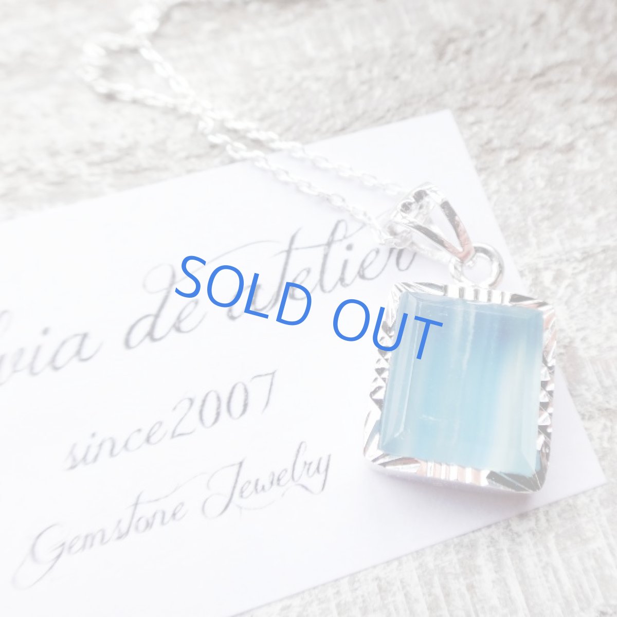 画像2: 1点もの　天然ブルーカルセドニー　ストライプ　　ネックレスsilver925　 (2)