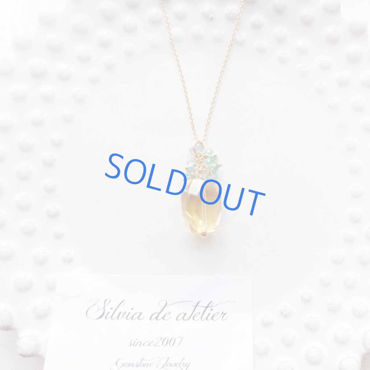 画像3: 宝石質シトリン　タンブルカット　グリーンクォーツ×サンタマリアアクアマリン14kgfネックレス約50cm (3)