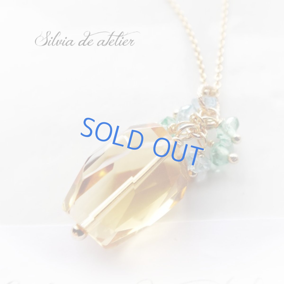 画像2: 宝石質シトリン　タンブルカット　グリーンクォーツ×サンタマリアアクアマリン14kgfネックレス約50cm (2)