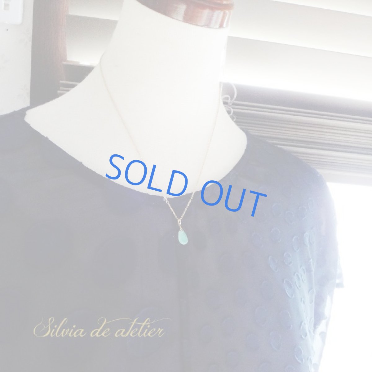 画像6: ＜限定数のみ・Mサイズ＞ラグーングリーンカラー　AAAランク　クリソプレーズ　スムースペアシェイプ　NYハーキマー付き　14kgf　ネックレス (6)