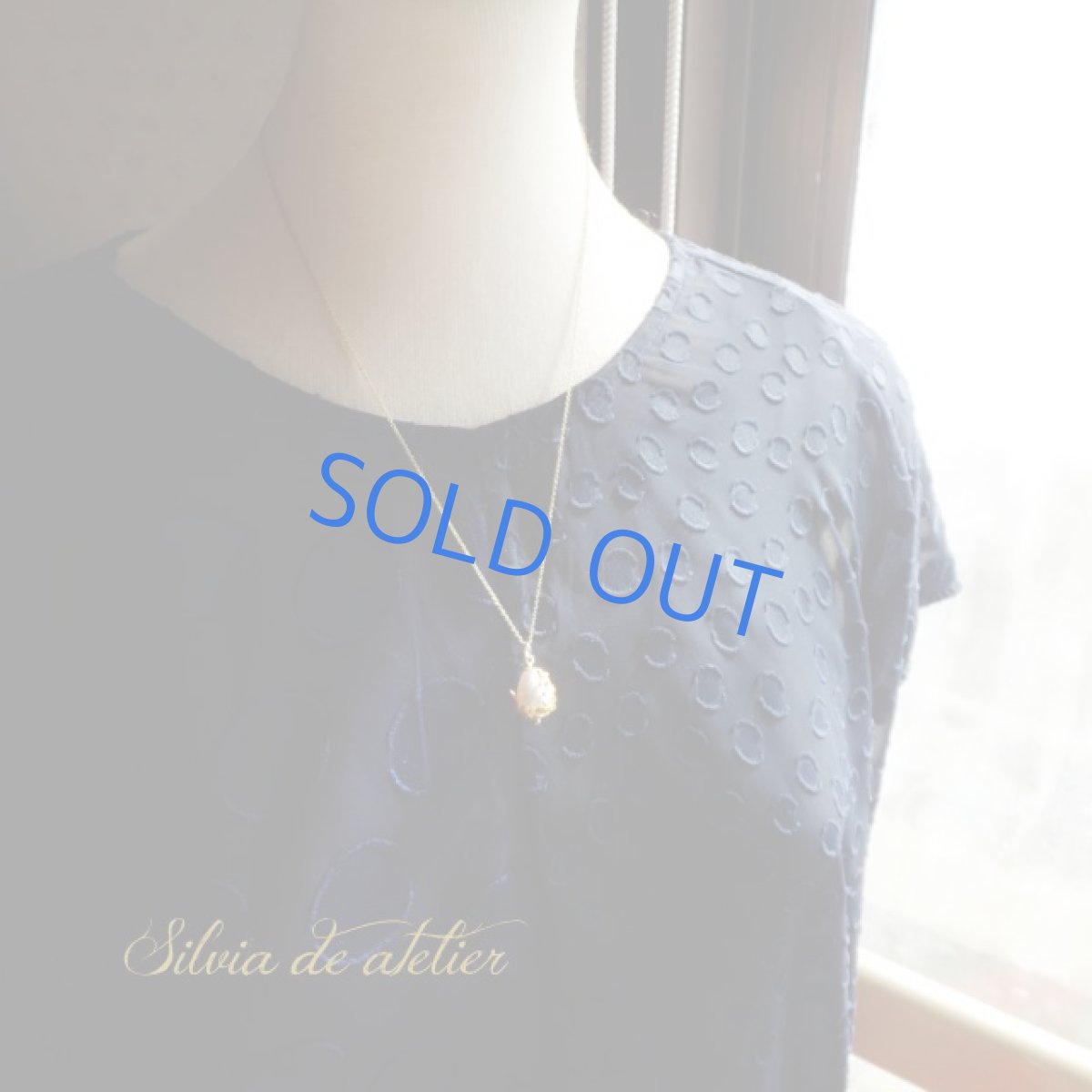 画像5: 真鍮リーフ ホワイト 大粒淡水パールドロップ 14kgfネックレス (5)