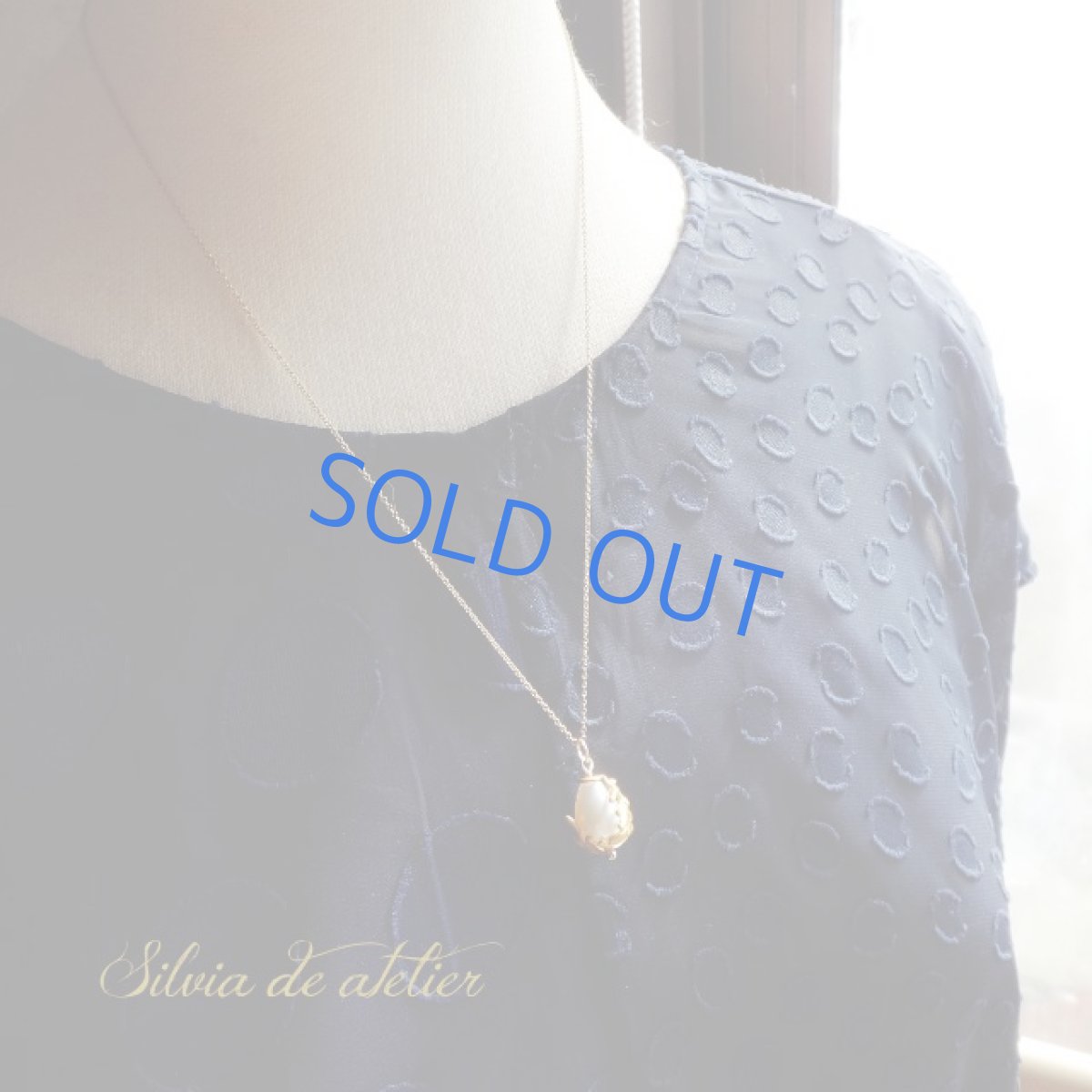 画像7: 真鍮リーフ ホワイト 大粒淡水パールドロップ 14kgfネックレス (7)