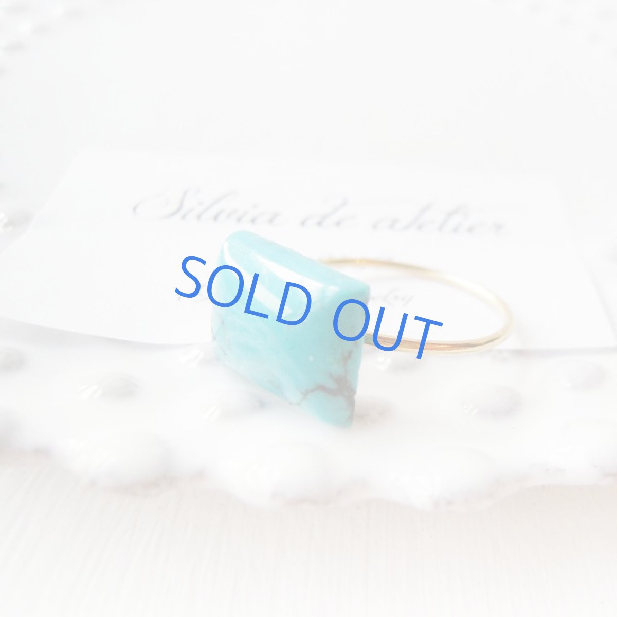 画像2: <残り1粒・10号/13号SELECT>14KGF リング アリゾナ産ブルーターコイズ レクタングル (2)