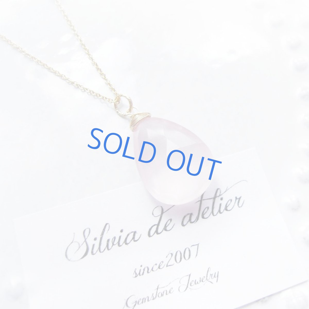 画像3: 半額SALE<残り1・大粒>サクラクォーツ ペアシェイプ サージカルステンレスネックレス (3)