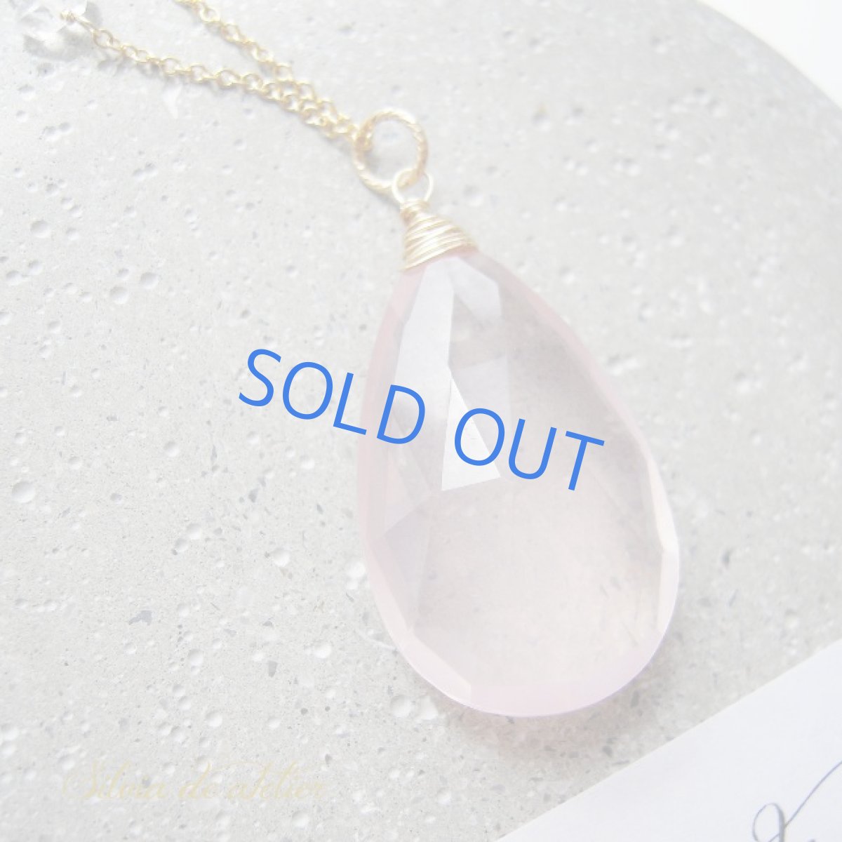 画像2: ＜超大粒＞サクラクォーツ　ペアシェイプ　14kgf　ネックレス (2)