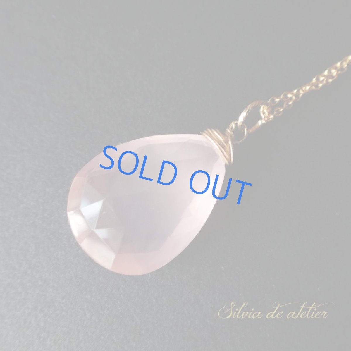 画像2: 半額SALE<残り1・大粒>サクラクォーツ ペアシェイプ サージカルステンレスネックレス (2)