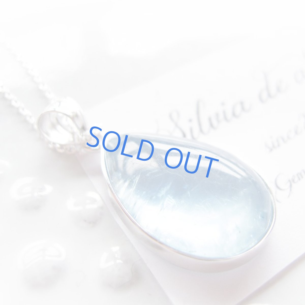 画像2: ＜１点もの・A＞ブルー　アクアマリン　滴型　silver925ネックレス (2)