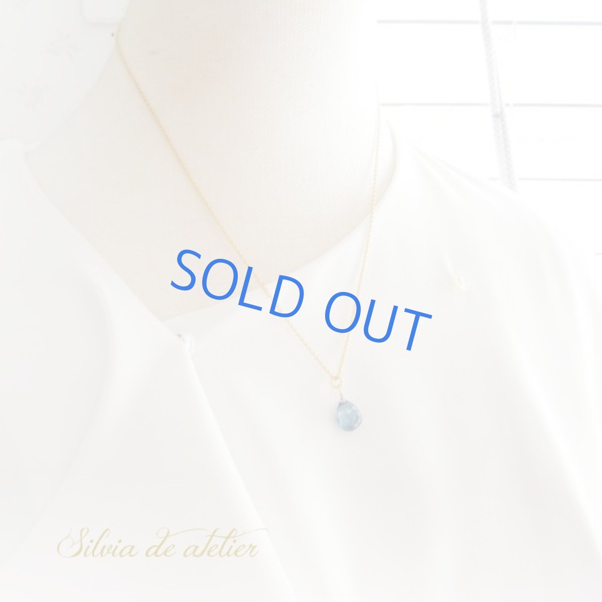 画像5: ＜１点もの・B＞AAA　サンタマリアアクアマリン　（レインボークラック）　ブリオレットドロップ　14kgfネックレス (5)