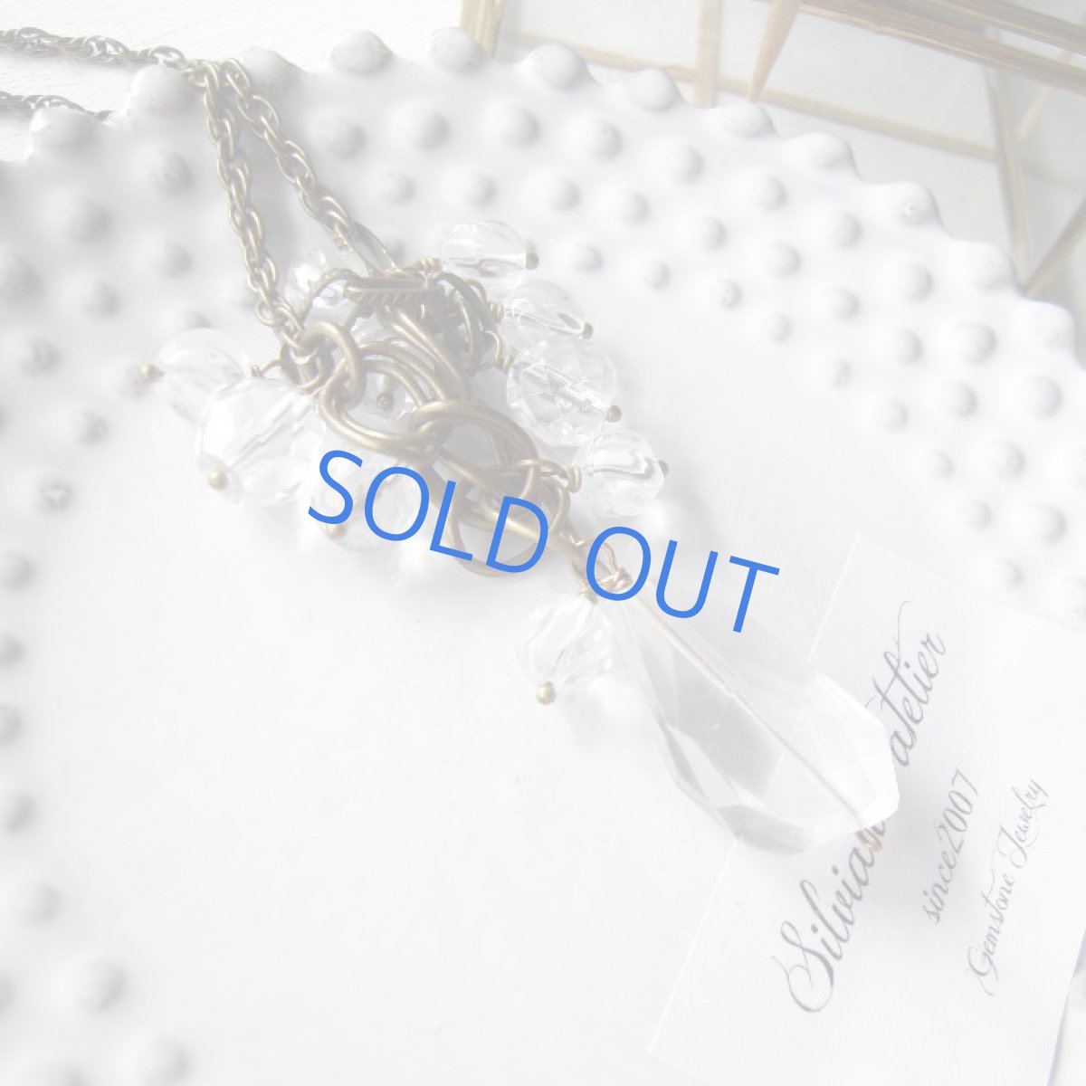 画像4: 1点もの　クリスタルタンブル　アンティークゴールドネックレス (4)