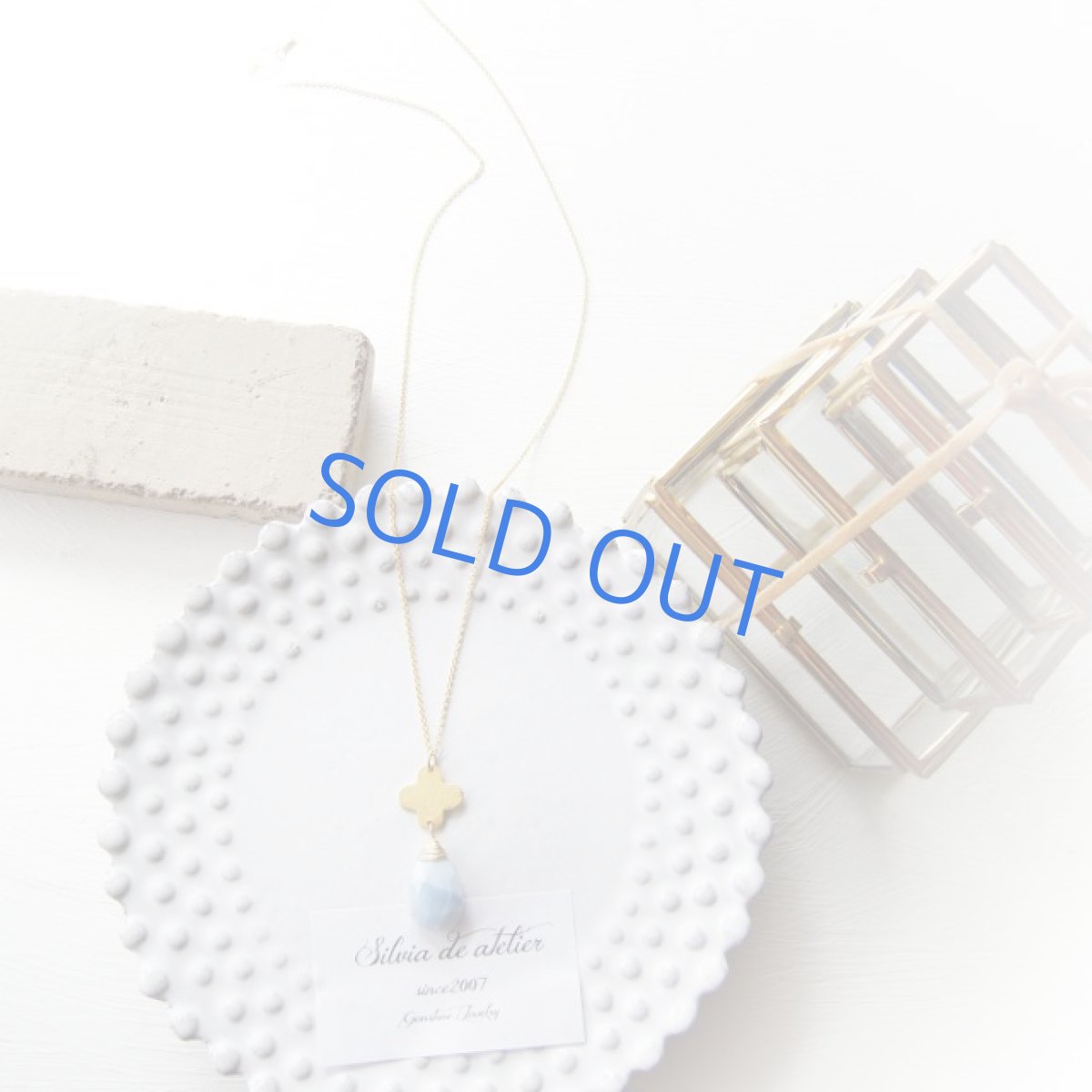 画像4: １点もの　24Kヴェルメイユ　フラワー＆　大粒バイカラー　オレゴン産オーウィーブルーオパール　14kgfネックレス約50cm (4)