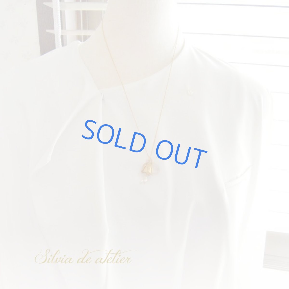 画像6: １点もの　アンティークゴールドフラワー＆レインボームーンストーン＆NYハーキマー　14kgfネックレス約50cm (6)