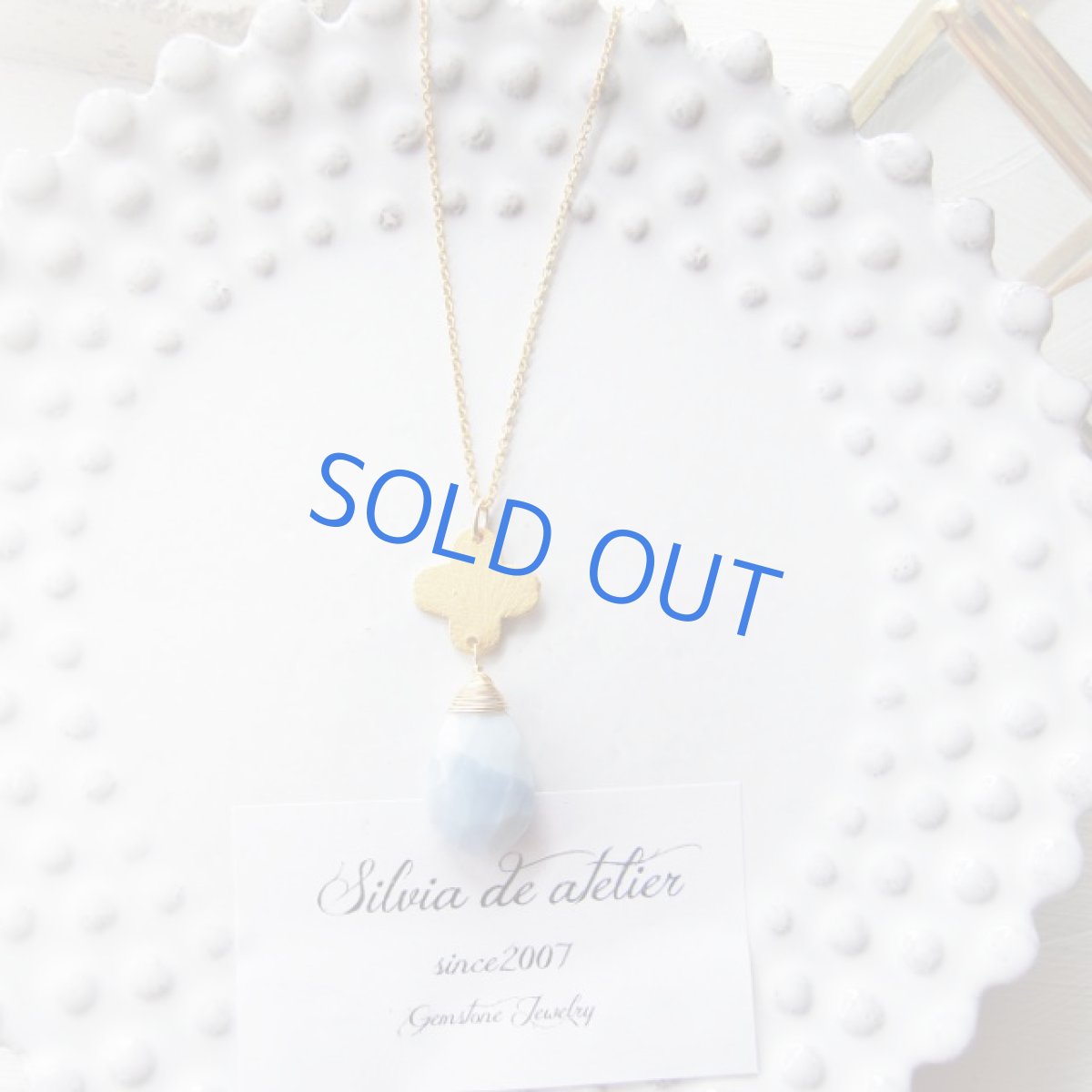 画像5: １点もの　24Kヴェルメイユ　フラワー＆　大粒バイカラー　オレゴン産オーウィーブルーオパール　14kgfネックレス約50cm (5)