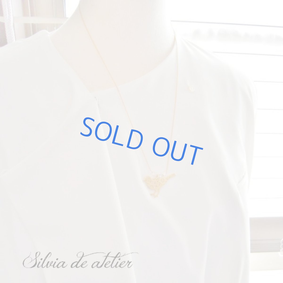 画像5: 限定２　16KGP　レースモチーフのバードチャームとNYハーキマーダイヤモンド　14kgfネックレス約50cm (5)