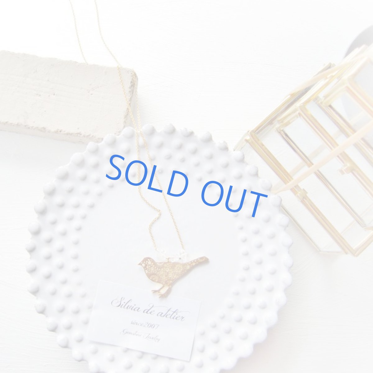 画像3: 限定２　16KGP　レースモチーフのバードチャームとNYハーキマーダイヤモンド　14kgfネックレス約50cm (3)