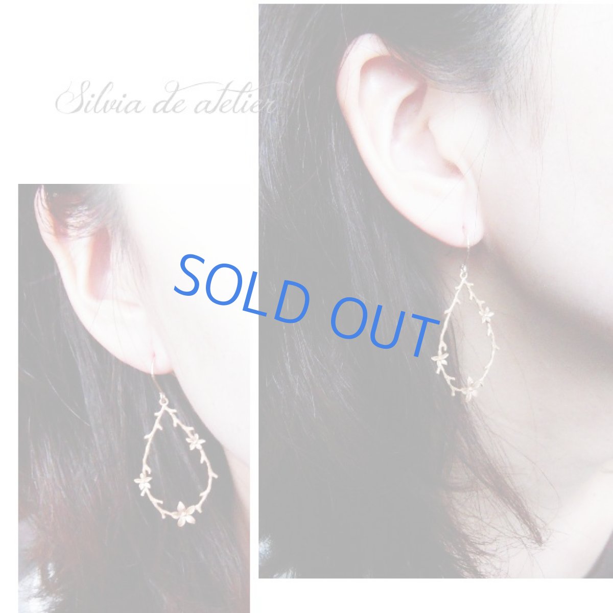 画像4: 限定2　16KGP　小花ティアドロップワイヤー　14kgfピアス (4)