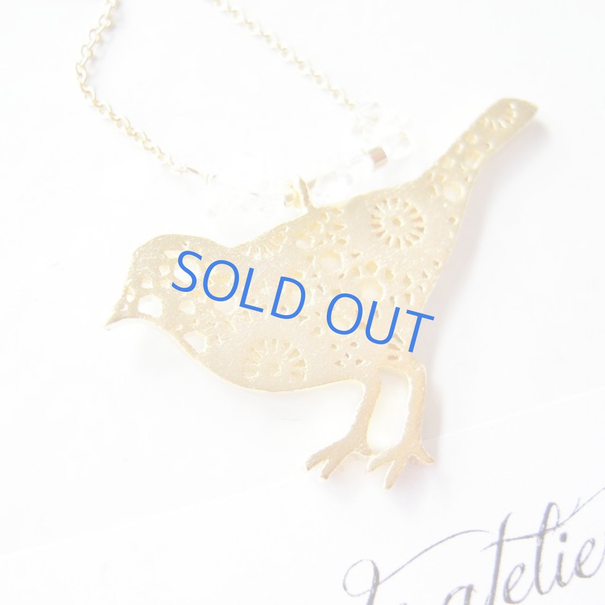 画像2: 限定２　16KGP　レースモチーフのバードチャームとNYハーキマーダイヤモンド　14kgfネックレス約50cm (2)