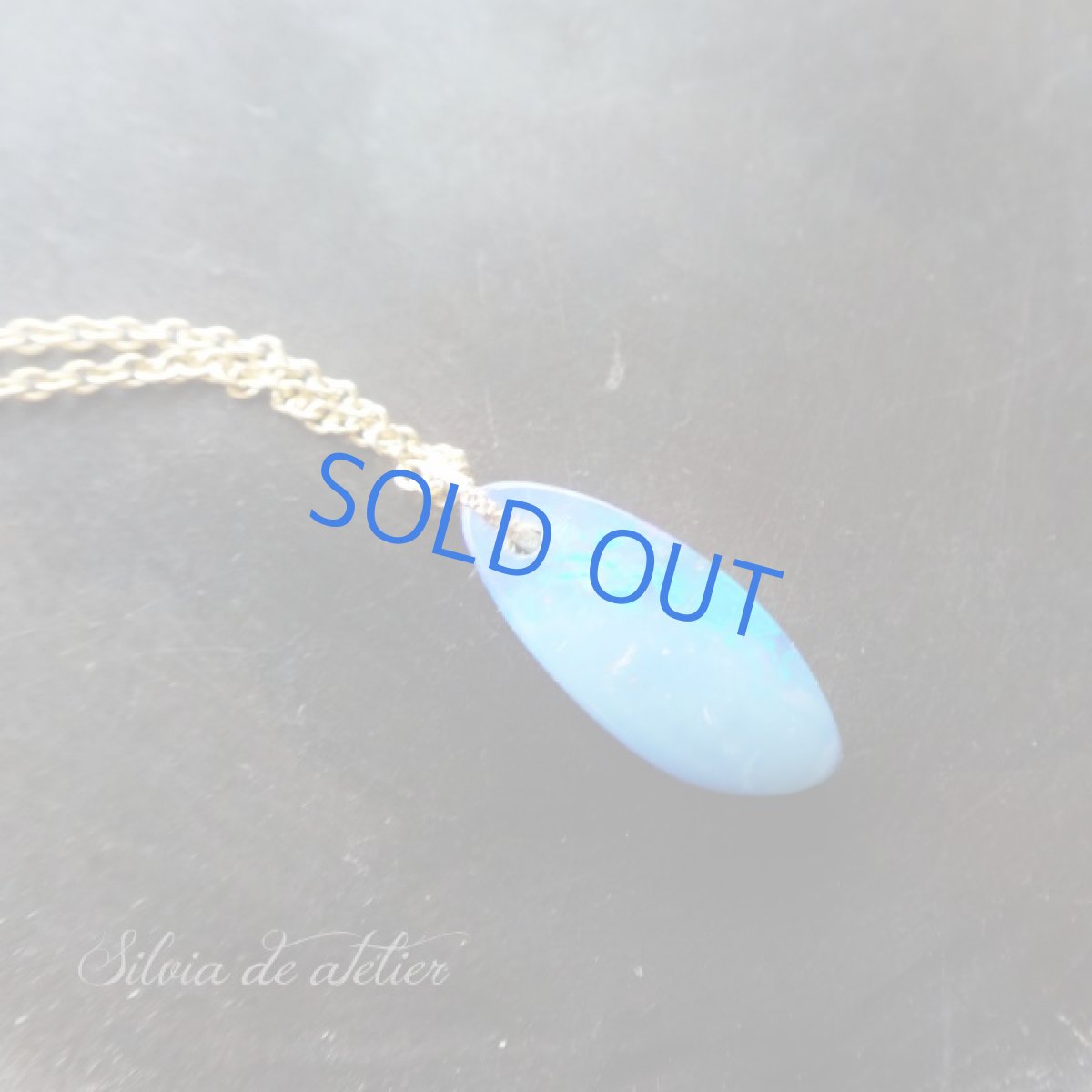 画像2: ＜1点もの・C細長＞オーストラリア産　ブルーファイアオパール　タブレット　14kgfチェーンネックレス (2)