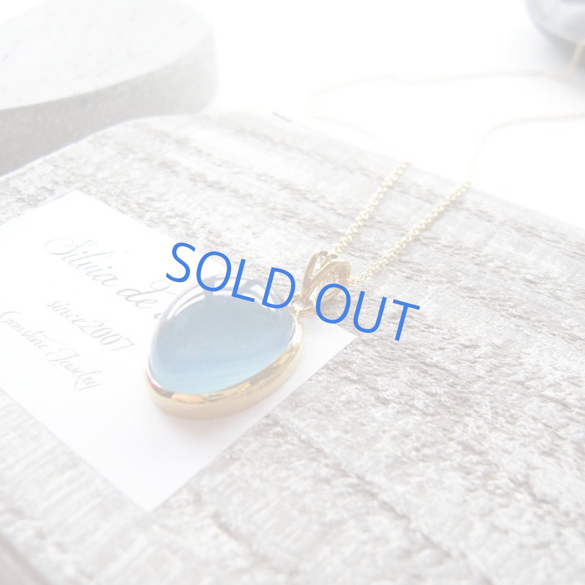 画像4: ＜1点もの・C＞天然ブルーカルサイト　カボション　14kgfチェーンネックレス約50cm (4)