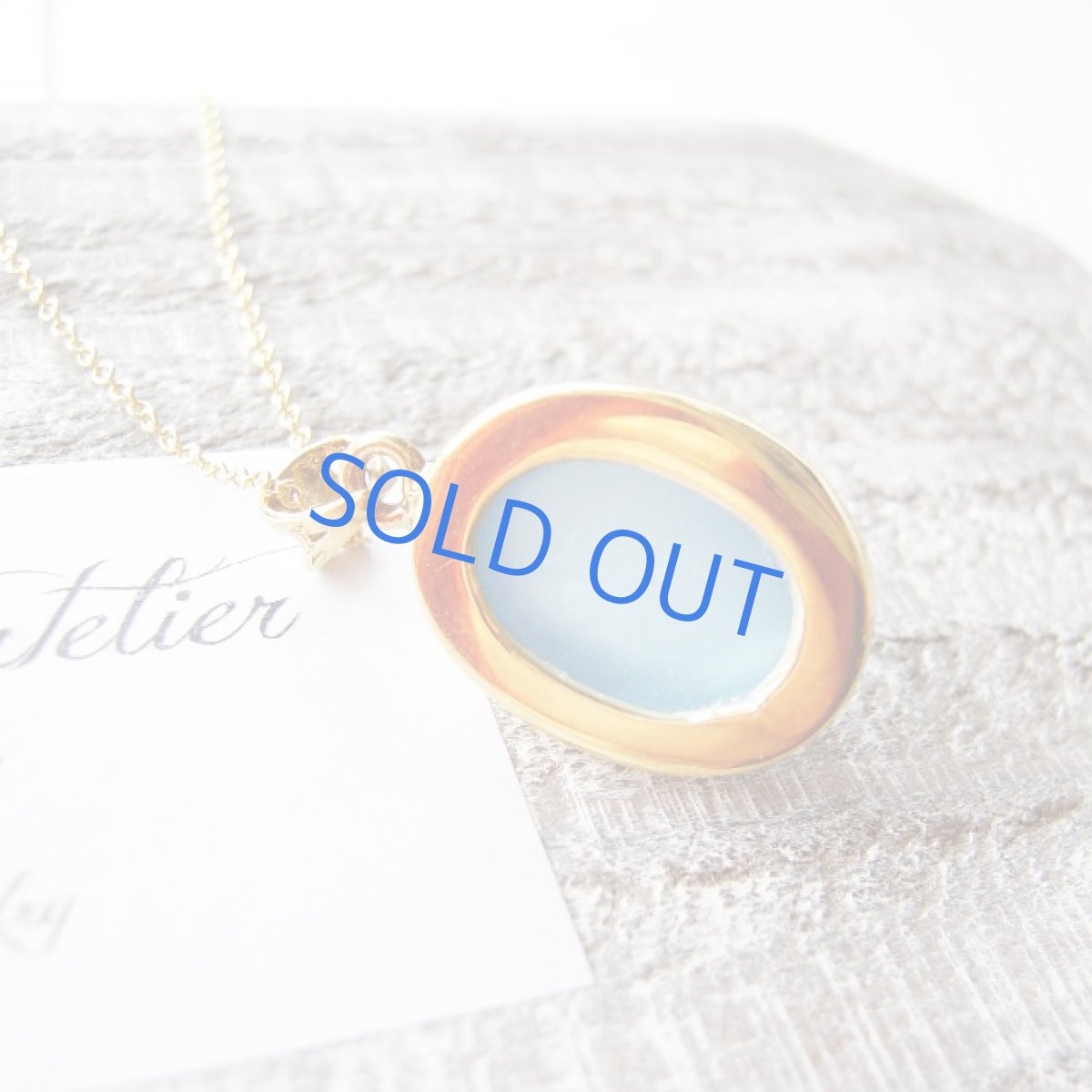 画像2: ＜1点もの・C＞天然ブルーカルサイト　カボション　14kgfチェーンネックレス約50cm (2)