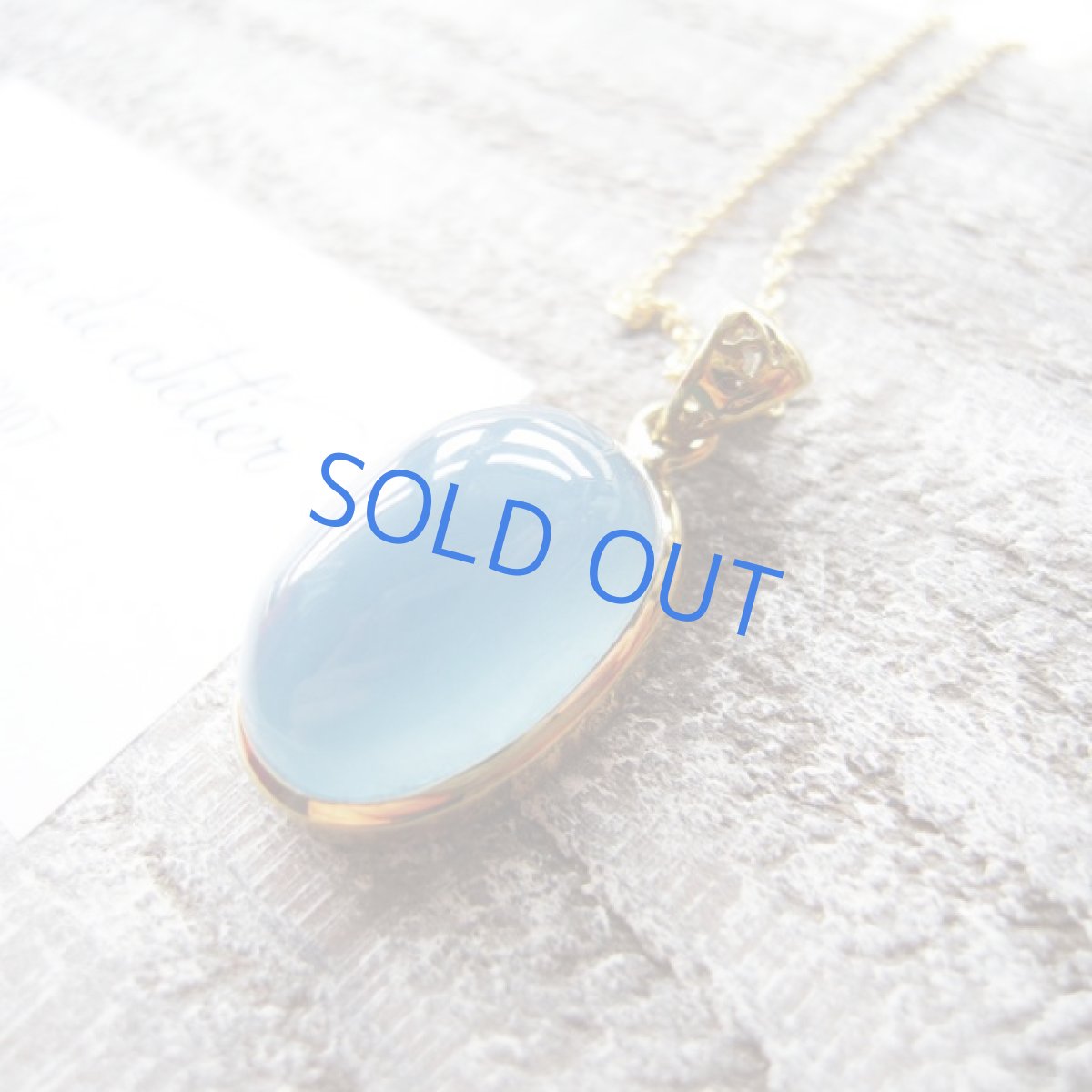 画像3: ＜1点もの・A＞天然ブルーカルサイト　カボション　14kgfチェーンネックレス約50cm (3)