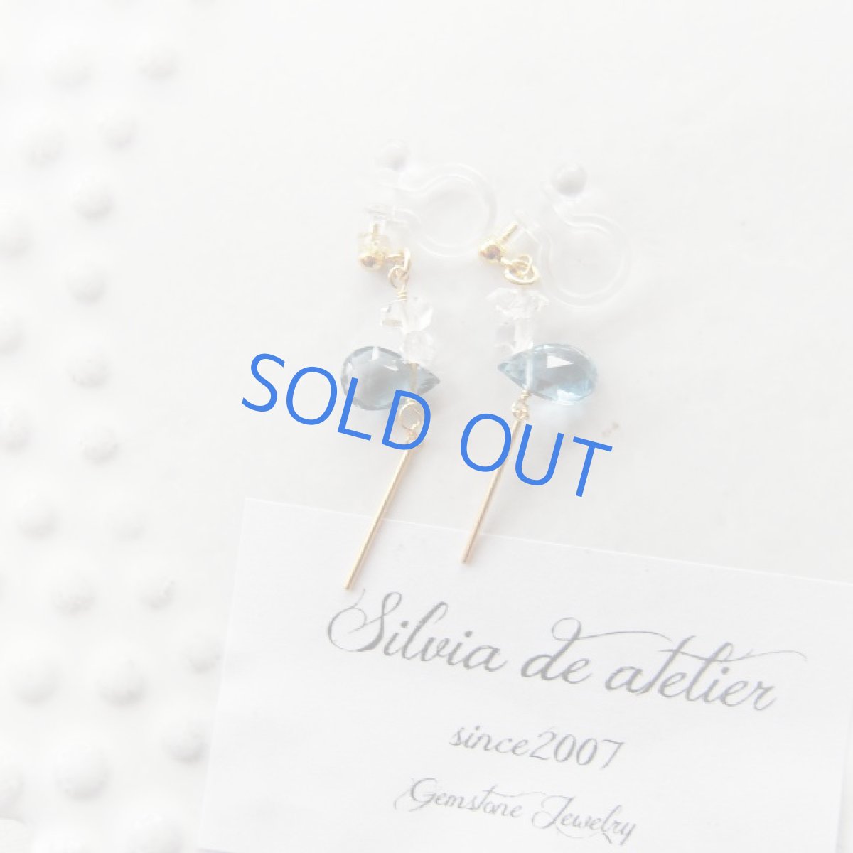 画像4: 1点もの　ロンドンブルートパーズ　デザイン　樹脂イヤーフック (4)