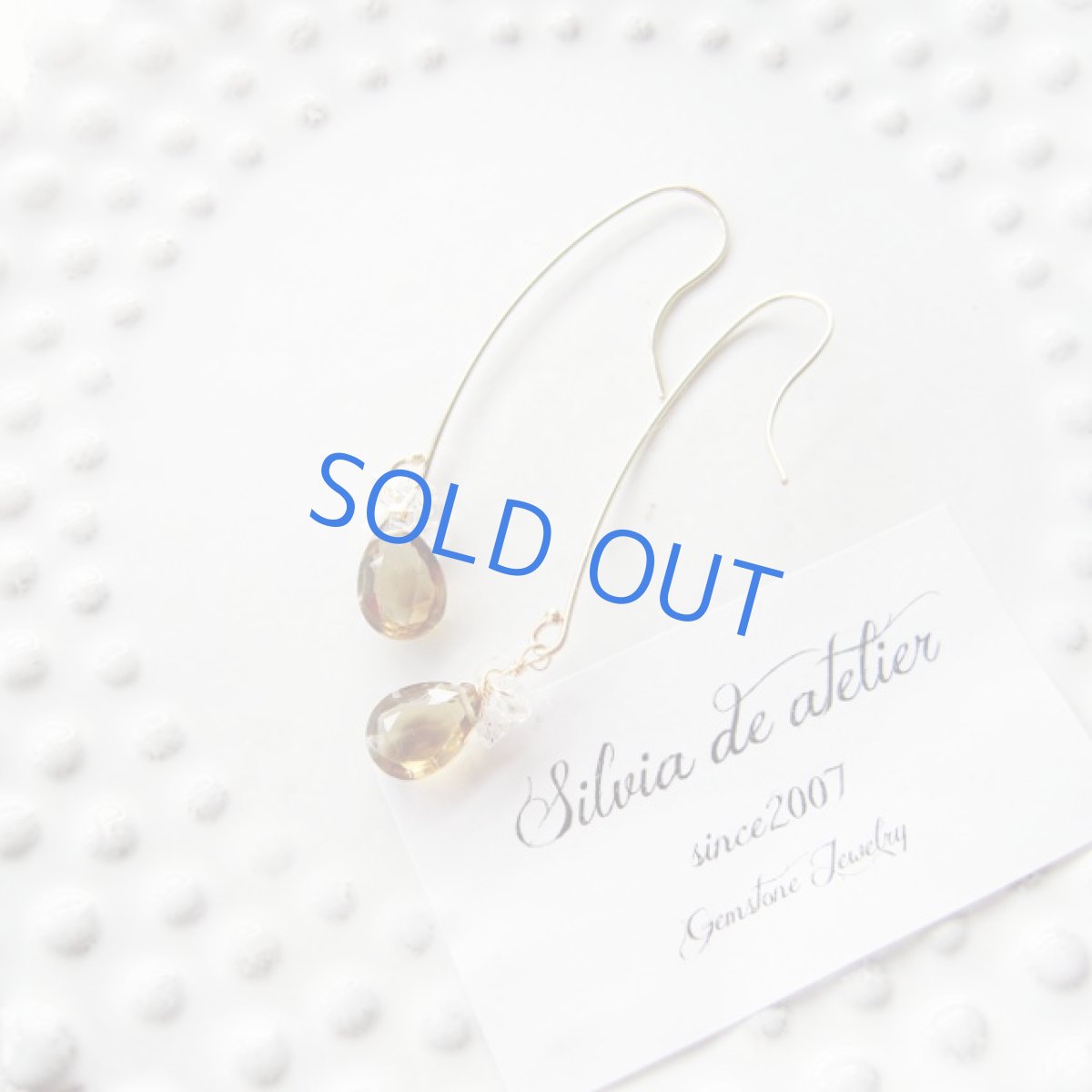 画像4: 1点もの　AAAビアクォーツ＆NYハーキマー　14kgfロングフックピアス (4)