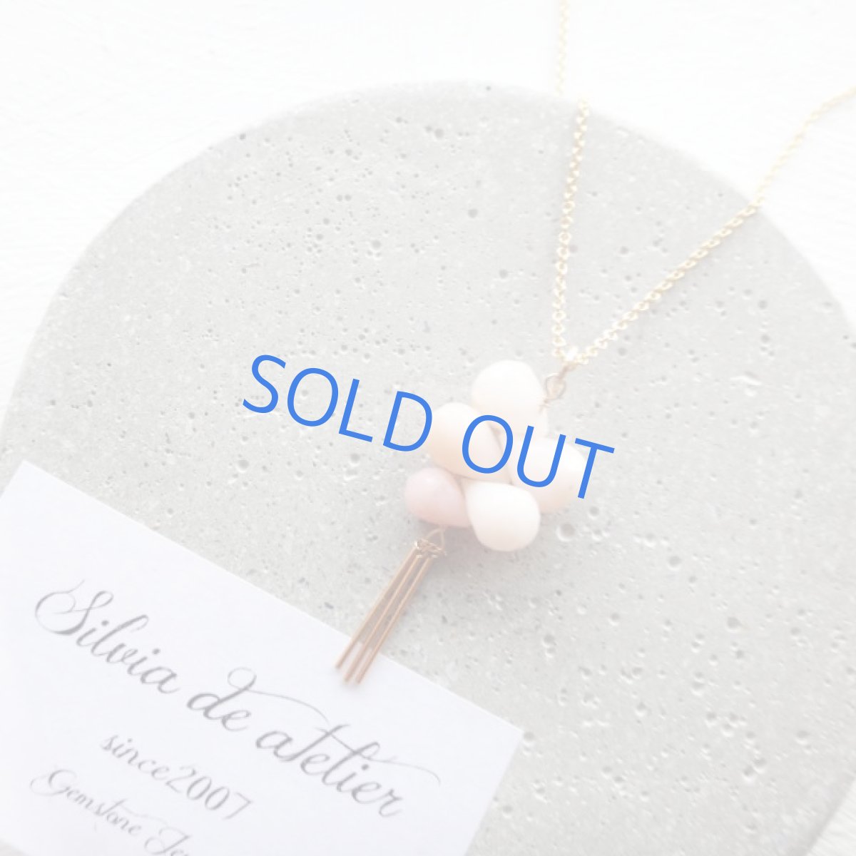 画像4: 1点もの　ピンクオパールドロップ　デザイン　14kgfチェーンネックレス約50cm (4)