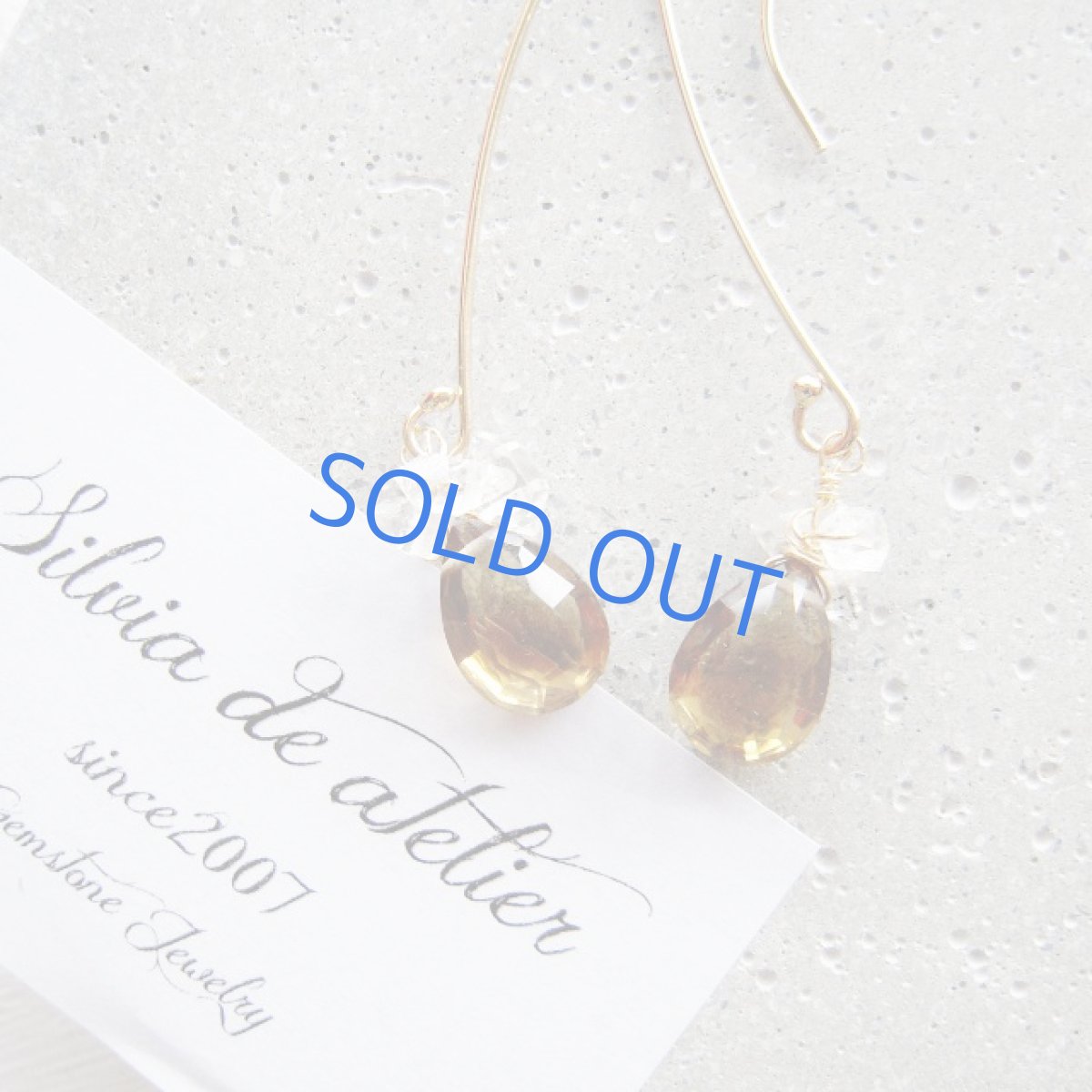 画像2: 1点もの　AAAビアクォーツ＆NYハーキマー　14kgfロングフックピアス (2)