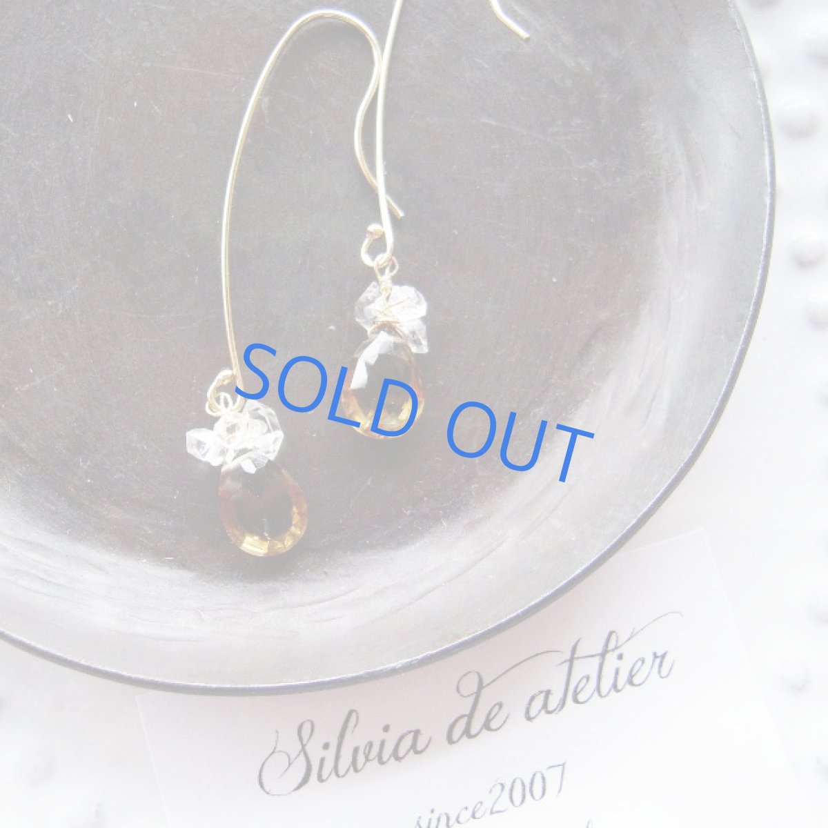 画像3: 1点もの　AAAビアクォーツ＆NYハーキマー　14kgfロングフックピアス (3)