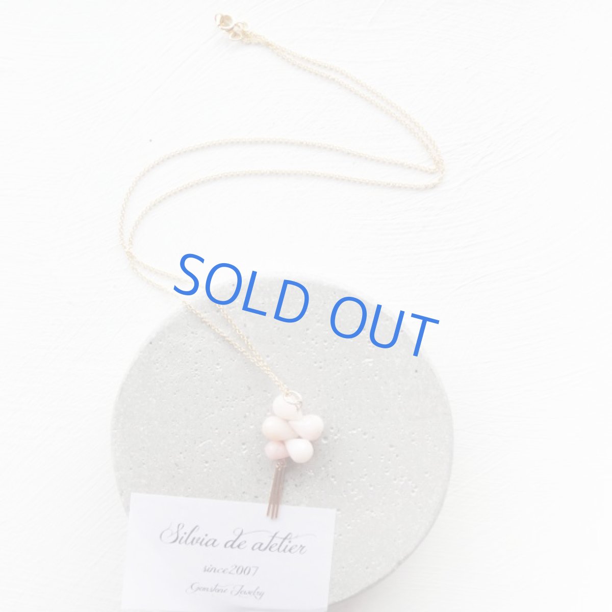 画像3: 1点もの　ピンクオパールドロップ　デザイン　14kgfチェーンネックレス約50cm (3)