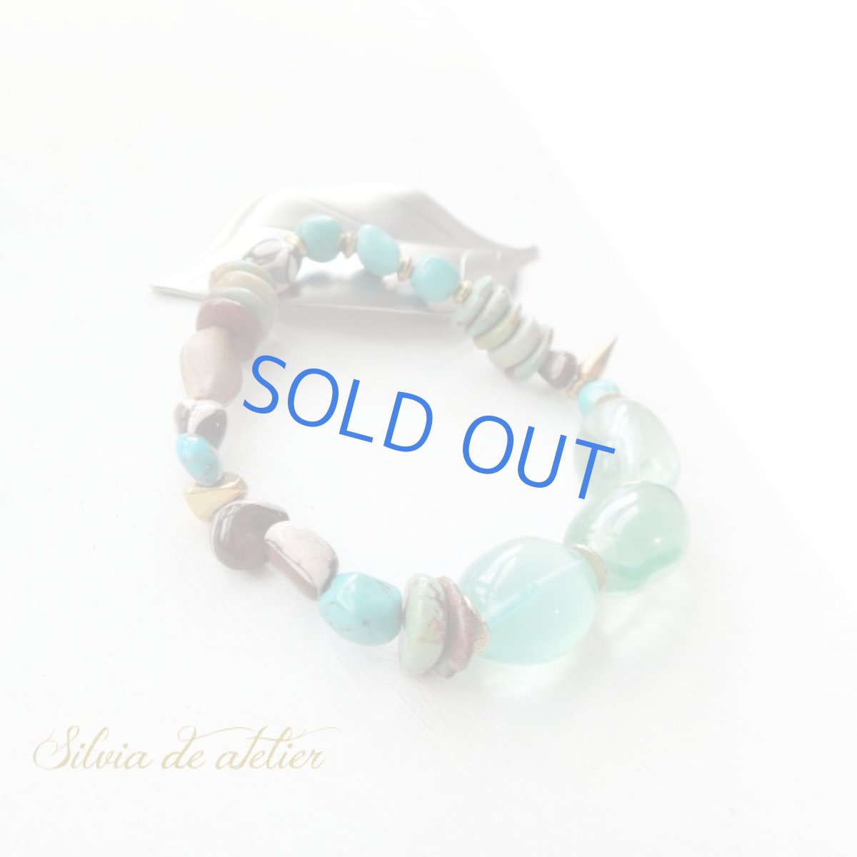 画像4: 限定1　グリーンフローライトタンブル　天然グリーンターコイズ　ブレスレット (4)