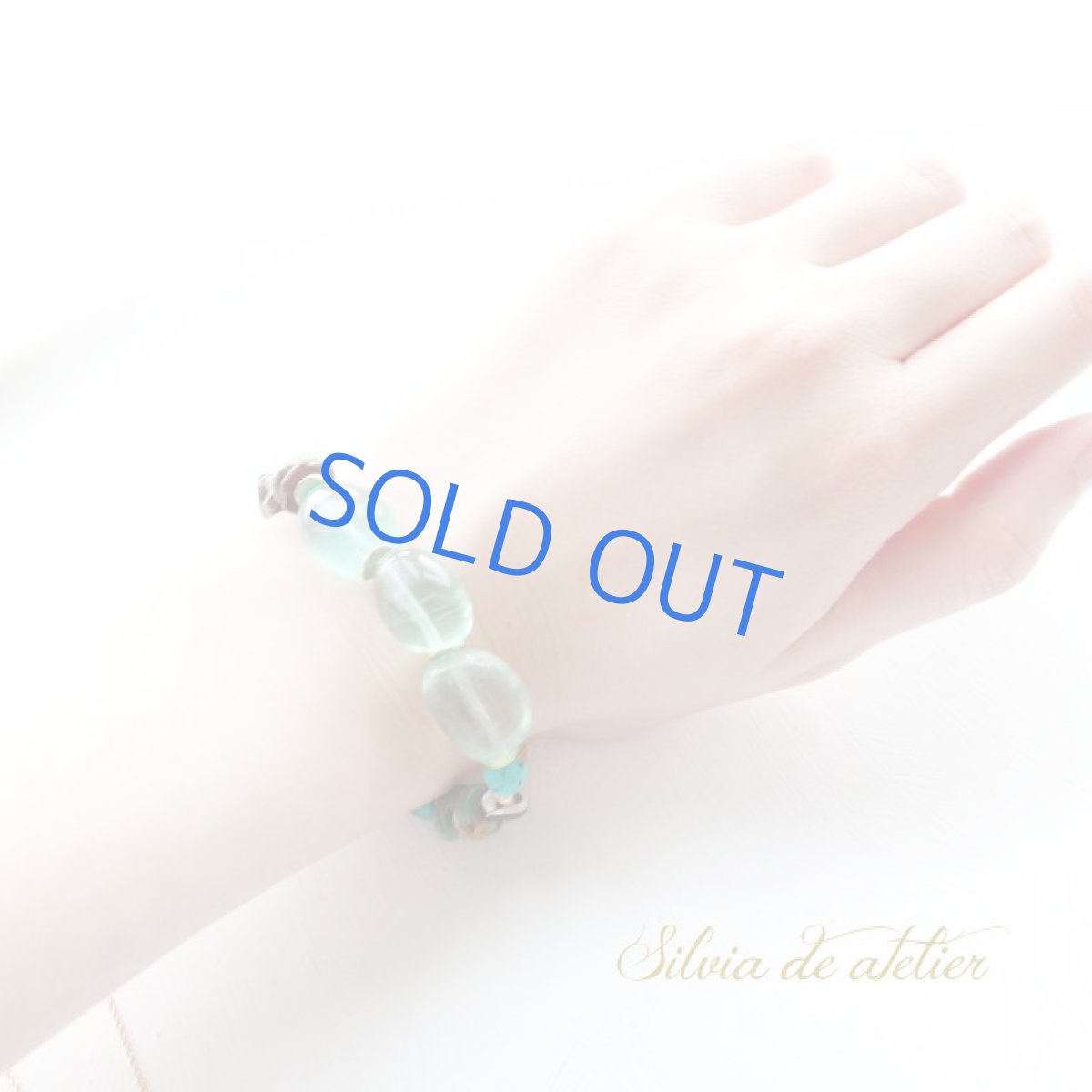 画像7: 限定1　グリーンフローライトタンブル　天然グリーンターコイズ　ブレスレット (7)