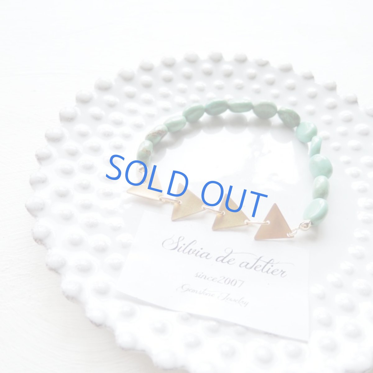 画像2: 限定1　トライアングルパーツ＆グリーンターコイズオーバル　ブレスレット (2)