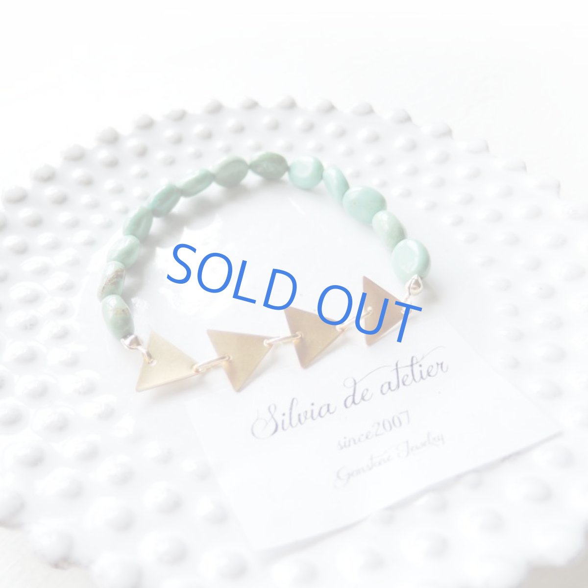 画像4: 限定1　トライアングルパーツ＆グリーンターコイズオーバル　ブレスレット (4)