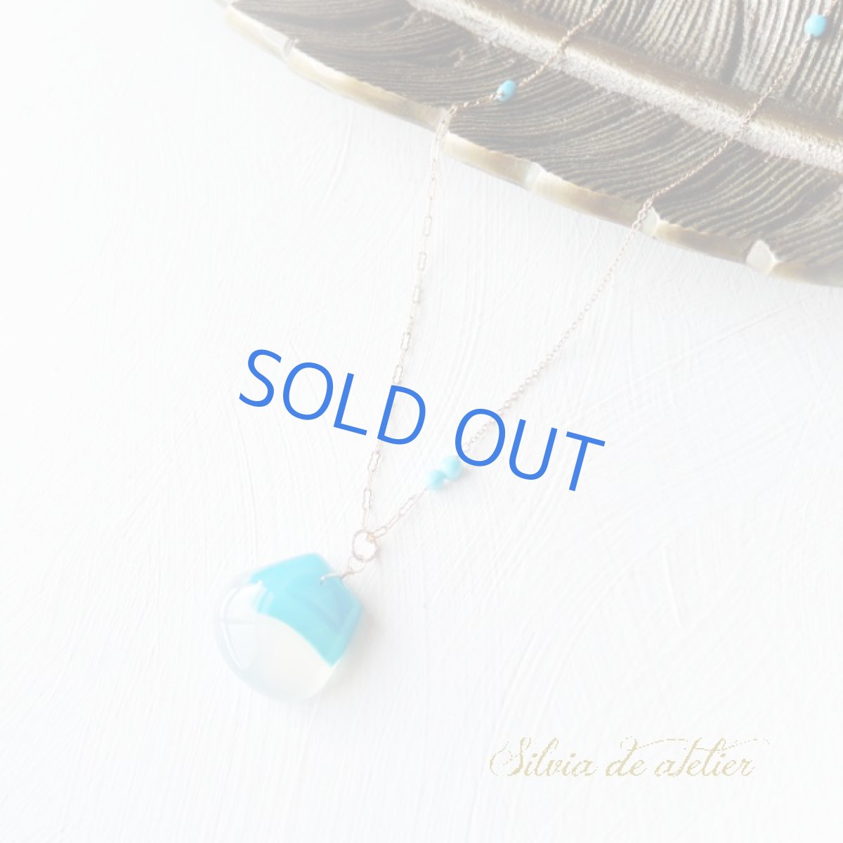 画像2: ＜１点もの＞バイカラー　アゲート　14kgfスリーピングビューティーターコイズ付き約75cmネックレス (2)