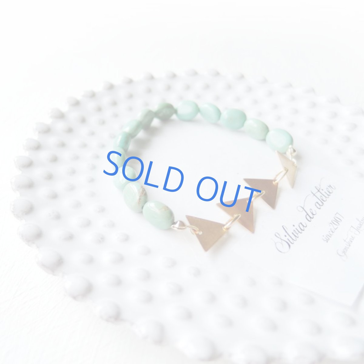 画像3: 限定1　トライアングルパーツ＆グリーンターコイズオーバル　ブレスレット (3)