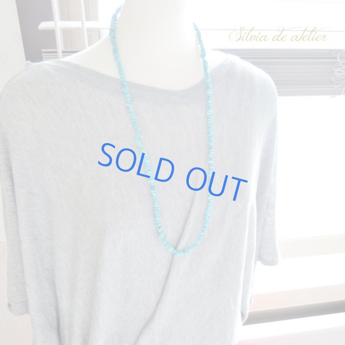 画像6: 天然　ブルーグリーン系ターコイズ　タンブル　ロングネックレス (6)