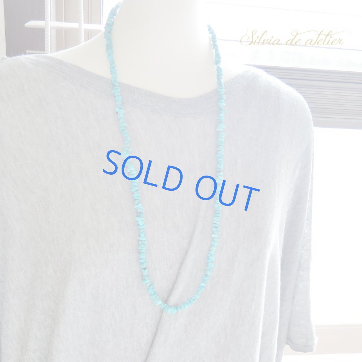 画像5: 天然　ブルーグリーン系ターコイズ　タンブル　ロングネックレス (5)