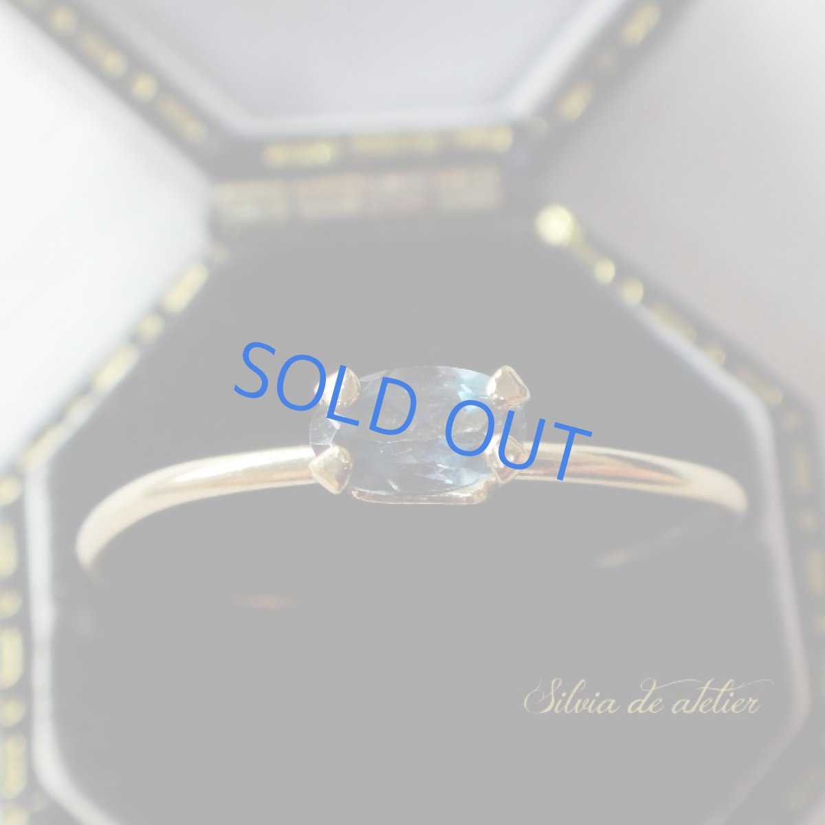 画像2: <残り2本!13号のみ>宝飾ルース ロンドンブルートパーズ オーバル 14KGFスキニーリング   (2)