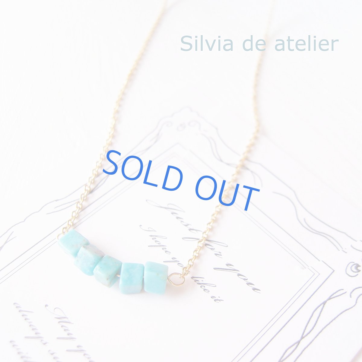 画像3: 残り１　天然ターコイズ　キューブ　ライン　14kgfネックレス (3)