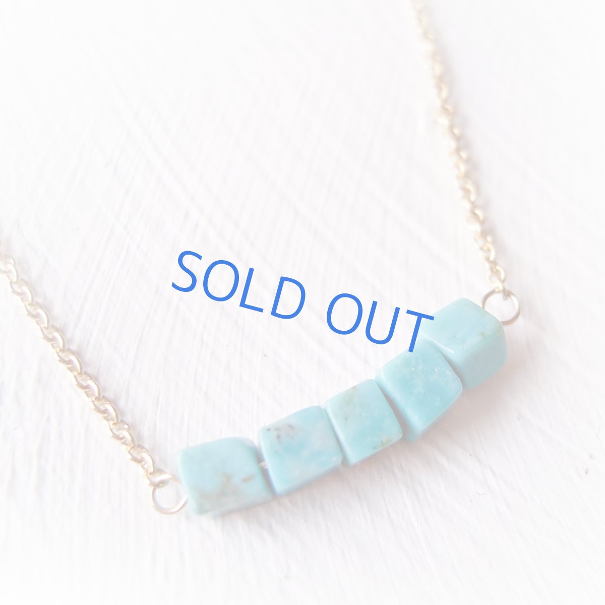 画像2: 残り１　天然ターコイズ　キューブ　ライン　14kgfネックレス (2)