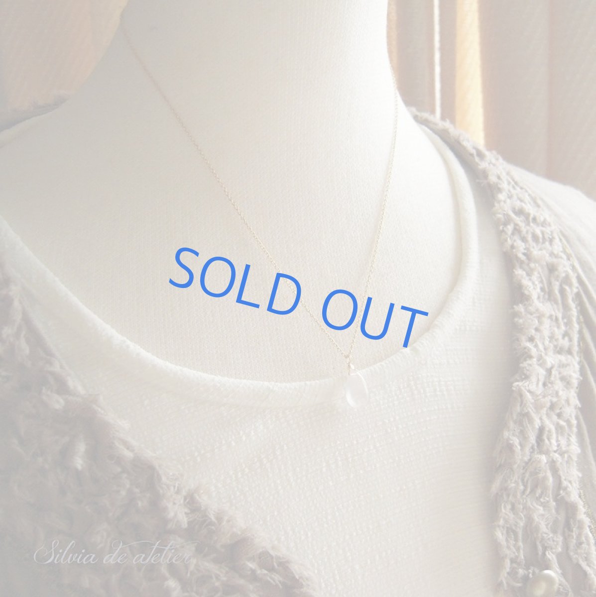 画像4: 残り１　ローズクォーツ　ペアシェイプドロップ約10mm　淡水パール付　14kgfゴールドチェーンネックレス (4)