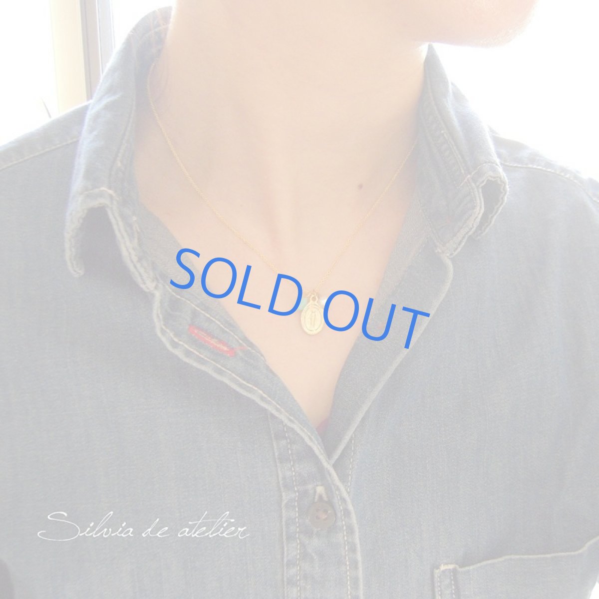 画像4: 残り１　ゴールド　不思議のメダイ　天然　ターコイズ　＆　淡水パール　　14kgfネックレス (4)