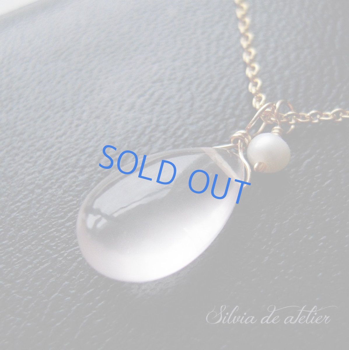 画像2: 残り１　ローズクォーツ　ペアシェイプドロップ約10mm　淡水パール付　14kgfゴールドチェーンネックレス (2)