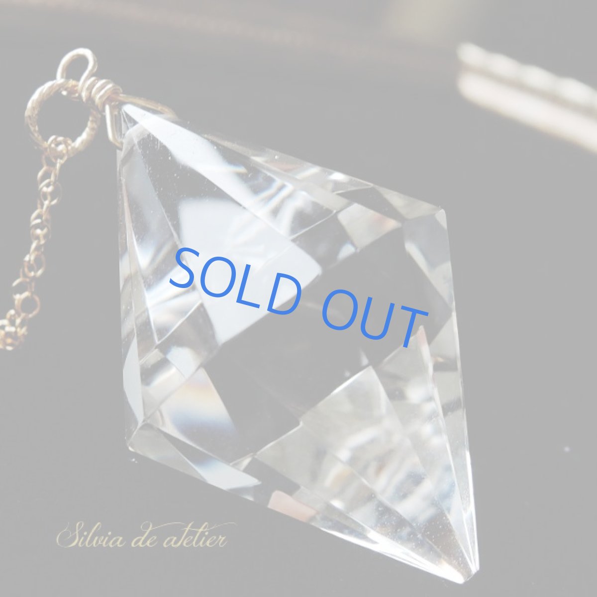 画像2: ＜残り1・レターパック発送無料！＞大粒　ダイヤカットクリスタル　ペンデュラム＆サンキャッチャー　14kgfチェーンネックレス (2)