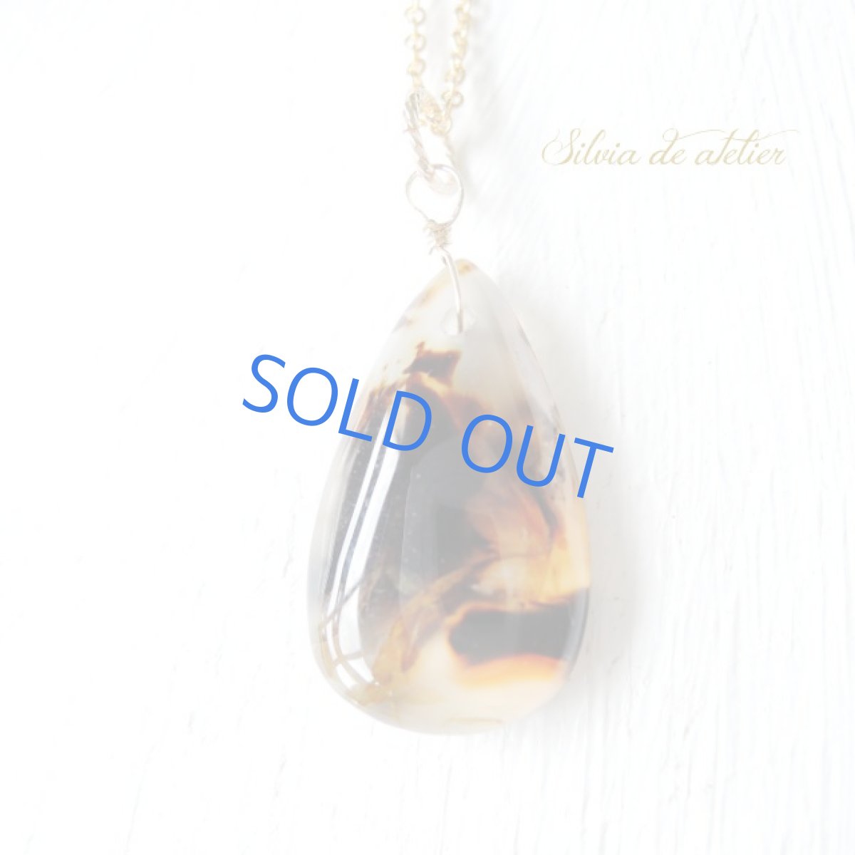 画像2: ＜１点もの＞ブラウンアゲート＆ブルーグリーンサファイア　14kgf50cmネックレス (2)